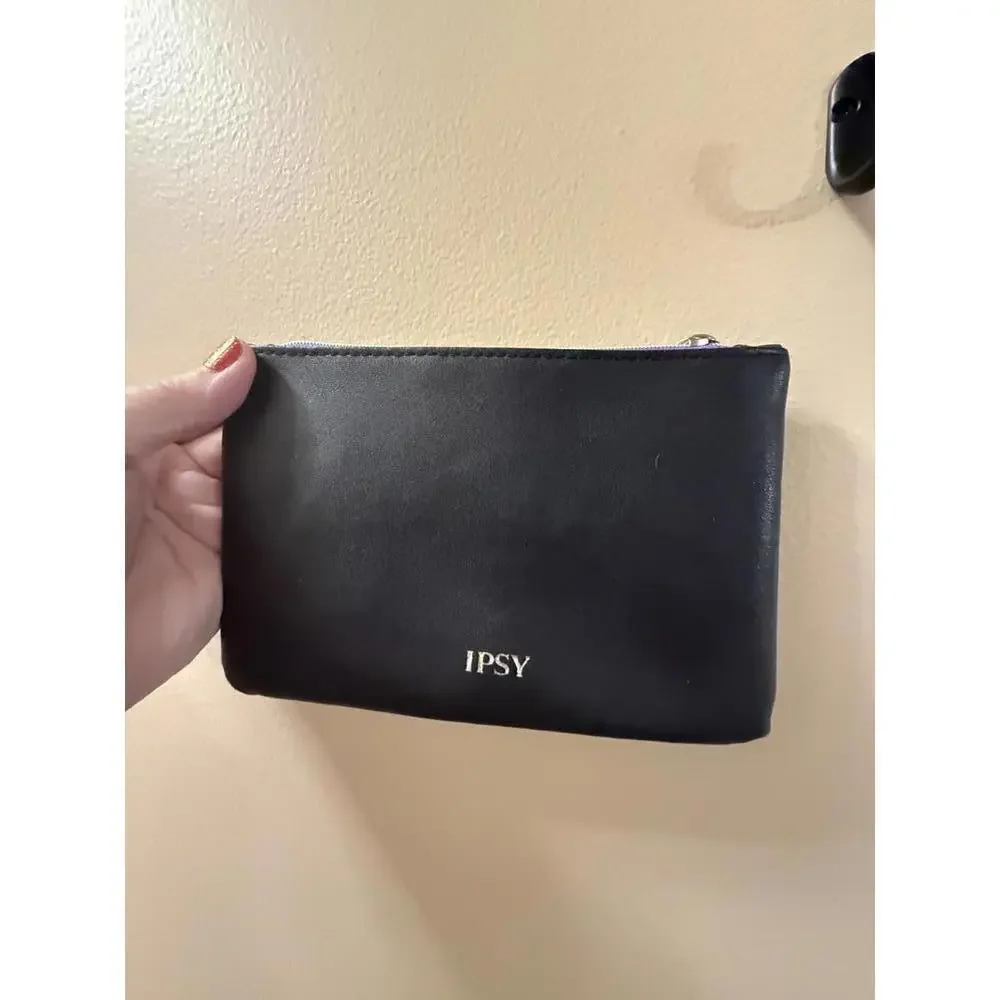 IPSY Black Makeup Bag with Spider Web Design and Spider Charm Zipper